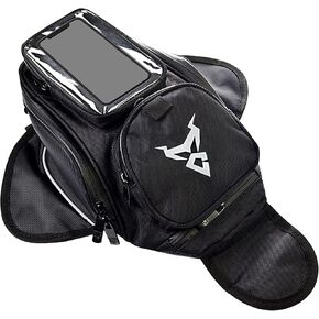 Motorcycle Oil Fuel Tank Bag with Clear Pouch 4 Liters Small Waterproof Motorbike Gear Bag Sealed Zipper for Commute Trip Grey
