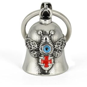 Gremlin Bells for Motorcycles, Cross Angel Wings Motorcycle Bell Guardian Angel Biker Bell Viking Odin Christopher Motorcycle Accessories Keychain Gifts for Men and Women