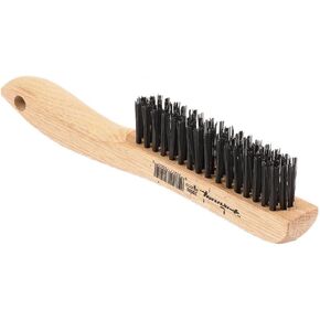 Forney 70505 Wire Scratch Brush, Carbon Steel with Wood Shoe Handle, 10-1/4-Inch-by-.014-Inch