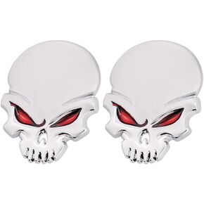 2 Pcs Devil Skull Personality Skeleton Embelm 3D Metal Decal Car Side Rear Front Trunk Bumper Badge Sticker Auto Car Motorcycle (Bronze) (CR-2SKULL)