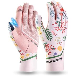 ROCKBROS Cycling Gloves, Bike Gloves Women, Touchscreens Bicycle Gloves for Spring Summer, Anti-Slip Full Finger Cycling Gloves for Running Driving Fishing