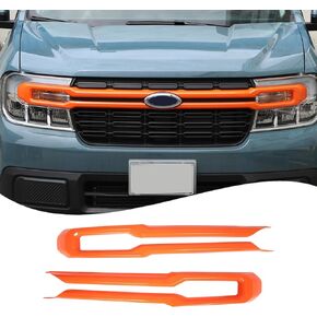 Car Front Bumper Grille Trim Strip Compatible with Ford Maverick 2022-2025 Truck Front Bumper Grille Panel Frame Trim Cover，Front Headlight Grille Frame Decorative Cover (Orange)
