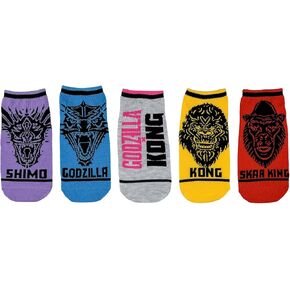 Godzilla x Kong Lowcut Socks (5 Pair) - Fits Ladies Shoe Size 4-10