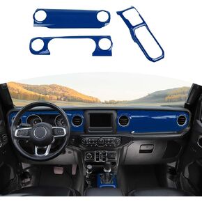 RT-TCZ for Jeep JL Yellow Dashboard Cover Gear Shift Panel Trim for Jeep Wrangler JL JLU Gladiator JT 2018-2023 Yellow Interior Accessories 3pcs