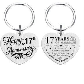 17th Anniversary Keychain - Happy 17 Years Wedding Anniversary