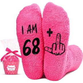 HAPPYPOP 61st Birthday Gifts Ideas for Women - Socks for 61 Year Olds, Best Gifts for 61 Year Old Woman In Dark Pink