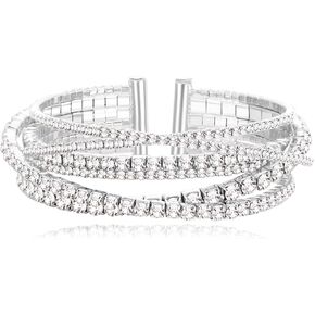 Rhinestone Chain Bangle for Women Crystal Braidal Bracelets