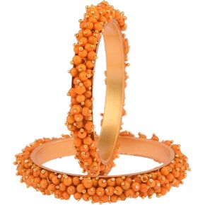 Efulgenz Pearl Bangles for Women Indian Bangles Pearl Bollywood Jewelry Beaded Bracelets Faux Pearl Bracelet Bangle Set Wedding Fashion Jewelry