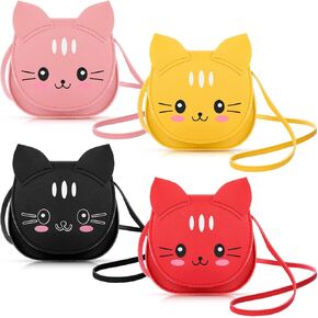4 Pieces Little Girls Purse Cute Cat Toddler Crossbody Purse Mini Kids Purse for Kids Little Girls Gift