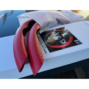 AK- Universal Carbon Fiber Steering Wheel Cover - Anti-Slip, Comfortable Grip for Men/Women -Universal Car Accessory (Red)