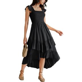Scarlet Darkness Smocked Dress for Women 2025 Summer Sleeveless Renaissance Ruffle Dress