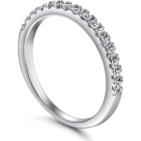 14K Gold Plated Engagement Rings for Women | Premium 1.5mm Cubic Zirconia Half Eternity Stackable Wedding Bands Size 5.5-11