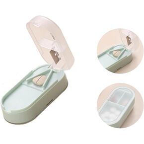 Small Pill Cutter, Professional Pill Splitter with Stainless Steel Blades & Centering Device for Cutting Small Tiny Pills or Large Pills in Half, Also Includes Portable Pill Box (Green)