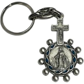 Blue Miraculous Medal One Decade Rosary Ring Key Chain (Miraculous Medal)