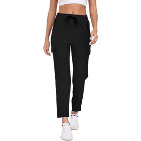 Hiking Pants for Women UPF 50+ Cargo Quick Dry Water Resistant Elastic Waist Zip Pockets Travel Work Lightweight Running