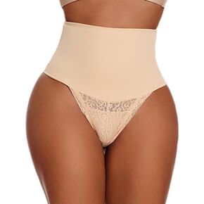 Pehhim Tummy Control Thong for Women Lace Tummy Control Shapewear High Waisted Comfortable underwear Body Shaper Underwear