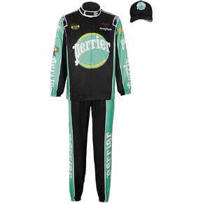 Adult Mens Ricky Bobby Costume Racing Full Set Jumpsuit Cap Talladega Nights Costume Halloween Party Full Suit Set