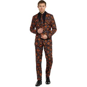 Offstream Men's Halloween Suit - Scary Pumpkin - Includes Blazer, Tie and Pants