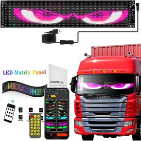 Devil Eyes Light for Cars, Colorful Eye Lamp Soft Screen for Car Windows, Programmable Flex LED Display for Car, DIY Car Dynamic LED Smart Colorful Eye Lamp Soft Screen（2.8 * 6.8 in）