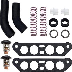 18-3673 Thermostat Kit with Hoses for Johnson Evinrude V4 Crossflow 85-140 HP Outboard Engines 65 80 90 Jet