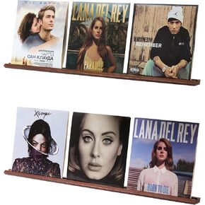Set of 2 Full Length Vinyl Shelves for 3 Records Each Shelf (39.6 Inch Length) with Groove - Vinyl Record Storage, Vinyl Wall Mount
