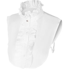 White Ruffle Fake Collar Faux Collar Shirt Women Detachable Stand Collar Neck Ruffle Collar Dickey Collar Half Shirts Ruffle Collar Blouse Collar Removable Collar Blouse Top False Shirt Collar