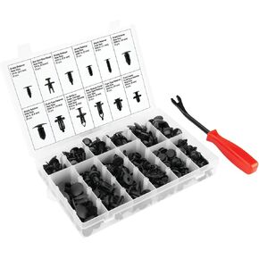 Performance Tool W5259 240Pc Bumper Retainer Clips Car Plastic Rivets Fasteners Push Retainer Kit & Trim Rivet Removal Tool for Fasteners, Car Panel Door Interior, or Window Trim