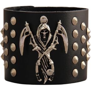 Jeilwiy Leather Cuff Bracelet for Men Faux Leather Wrist Cuff Wide Leather Wristband Punk Leather Bracelets