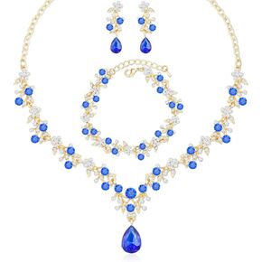 Wedding Jewelry Sets Bridal Leaf Flower Necklace Earrings Bracelet Set for Bride Bridesmaid Wedding Prom Formal Costume Accessories