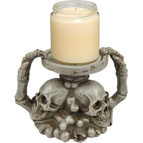 Resin Skeleton Candle Holder, Spooky Halloween Table Decoration, 7 x 4.75 Inches