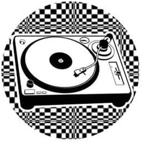 Vintage 80's Black and White Psychedelic Vinyl LP 45 Record Player Button Badge Pin