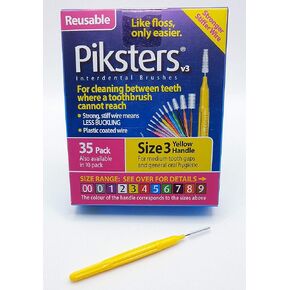 Piksters 0.35 mm Size 0 Silver/Grey Interdental Brush - Pack of 40 by PIKSTERS
