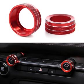 Compatible with Mazda 3 6 CX-5 CX-30 CX-50 Accessories Car Center Console AC Knob Cover Rings Sporty Interior Decoration Caps -Red