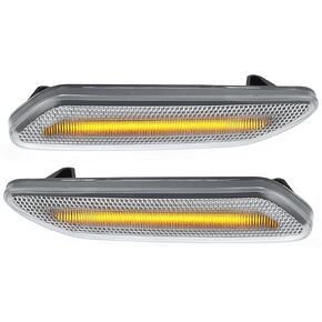 LED Side Marker Repeater Sequential Flowing Turn Signal Light 63132221503 for MINI Cooper Paceman R61 Plastic Clear Lens Amber Light (Set of 2)