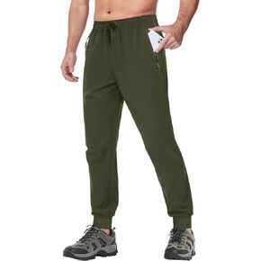 TACVASEN Men's Athletic Joggers with Zipper Pocket Quick Dry Lightweight Hiking Pants Stretch Running Workout Sweatpants