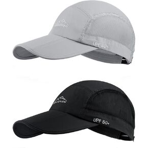 ELLEWIN 2 Pack Unisex Baseball Cap Foldable Sports Hat with UPF 50+ Runing Hat