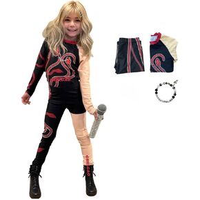 Girls Sparkles Red Snake Concert Outfit Halloween Costume Set Teens Jumpsuit Dance Costume Gymnastics Outfit for Kids