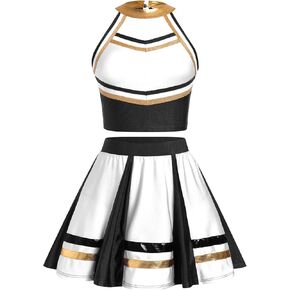 ODASDO Cheerleader Costume for Women Girls Cheer Outfit Adult Cheerleading Uniform Tank Tops + Pleated Skirt 2pcs Set