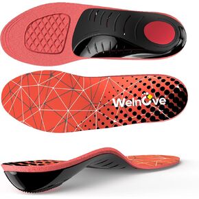 Arch Support Insoles for Plantar Fasciitis - Welnove Ultra Light High Arch Support Inserts - Orthotic Shoe Insole for Heel Pain, Flat Feet,Heel Spurs - Work Boot Insoles for Standing All Day (M)