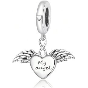 Newsoul 925 Silver Charms for Necklaces and Bracelets Angel Wings Dangle Pendants Cat Dog Elephant Beads Jewelry Charms Gifts for Women