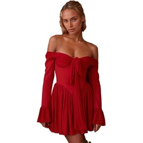 CUTEGAL Corset Dress Mini Dress Off The Shoulder Dress Sexy Dress Party Dress Vintage Dress Long Sleeve Dress for Women