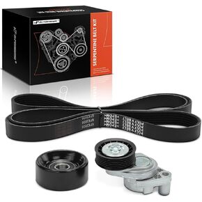 A-Premium Engine Serpentine Drive Belt Kit with Tensioner & Idler Pulley Compatible with Chevrolet Camaro & Pontiac Firebird, 1998 1999 2000, 5.7L
