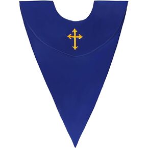 Unisex Classic V Shape Choir Solid Satin Stole with Embroidery Cross Reversible for Adults Church