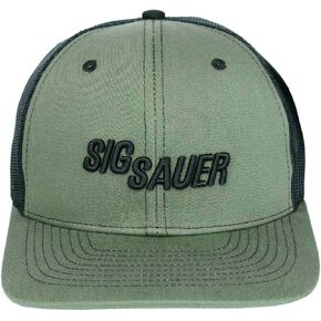 Sig Sauer Unisex 3D Logo Adjustable Breathable Mesh Panels Casual Sports Outdoor Shooting Hunting Military Green Trucker Hat