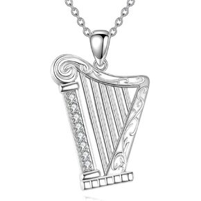 URONE Instrument Necklace 925 Sterling Silver French Horn/Harp/Violin/Drum/Trumpet Pendant Music Instrument Jewelry Gifts For Women in Kuwait