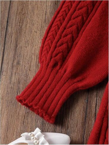 GORGLITTER Girl's Crewneck Long Sleeve Sweater Dress Drop Shoulder Cable Knit Midi Dresses in Saudi Arabia