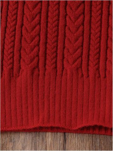 GORGLITTER Girl's Crewneck Long Sleeve Sweater Dress Drop Shoulder Cable Knit Midi Dresses in Saudi Arabia