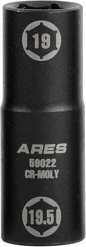 محرك ARES 59022-1/2 بوصة مقاس 19 × 19.5 مم بمقبس قلاب بنصف حجم صامولة العروة - فولاذ مولي الكروم بدرجة التأثير - إزالة صواميل العروة المغطاة بالكروم المشوهة والتالفة والمنتفخة in Kuwait