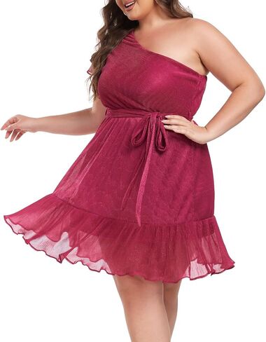 Carrdc Plus Size Dresses for Curvy Women One Shoulder Cocktail Dress in Saudi Arabia