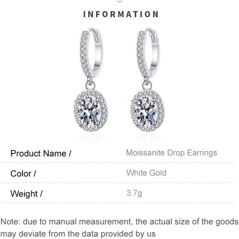 14K Gold Elegant Moissanite Drop Earrings, Round/Oval Cut Moissanite Hoop Dangle Earrings, Luxurious Wife or Mother Gift, Ideal for Birthday, Anniversary, or Special Celebrations in Kuwait